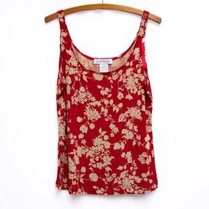 Jones New York Sleeveless Top Womens L Red Tank Business Travel Colorful Layer